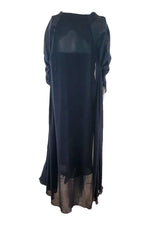 Load image into Gallery viewer, ROLAND MOURET Navy Blue Wool Blend Dress and Cape Set (UK 10)-Roland Mouret-The Freperie
