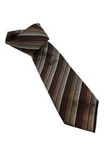 Load image into Gallery viewer, ROY ROBSON Brown Striped Silk Tie (59&quot;)-Roy Robson-The Freperie

