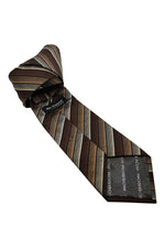 Load image into Gallery viewer, ROY ROBSON Brown Striped Silk Tie (59&quot;)-Roy Robson-The Freperie

