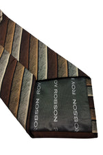 Load image into Gallery viewer, ROY ROBSON Brown Striped Silk Tie (59&quot;)-Roy Robson-The Freperie
