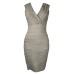 Load image into Gallery viewer, Robert Rodriguez Cream/ Beige Bodycon dress V-Neck US 4 | UK 8-The Freperie
