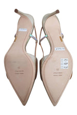 Load image into Gallery viewer, Rodo Platinum Nevada Gold And Nude Leather Slingback Heels (38)-The Freperie
