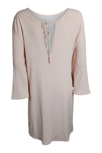 SANDRO Ballet Pink 3/4 Sleeve Tie Back Shirt Dress (3 | UK 12 | EU 40)-The Freperie