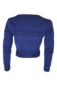 SANDRO Egrantine Blue Knit Long Sleeved Cropped Cardigan (S)-Sandro-The Freperie