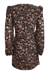 SAYLOR Noah Brown Black Velvet Long Sleeved Mini Dress (S)-Saylor-The Freperie
