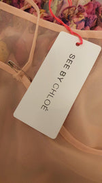 Load image into Gallery viewer, SEE BY CHLOÉ Pink Chiffon Floral Print Kaftan Midi Dress (UK 12)-The Freperie
