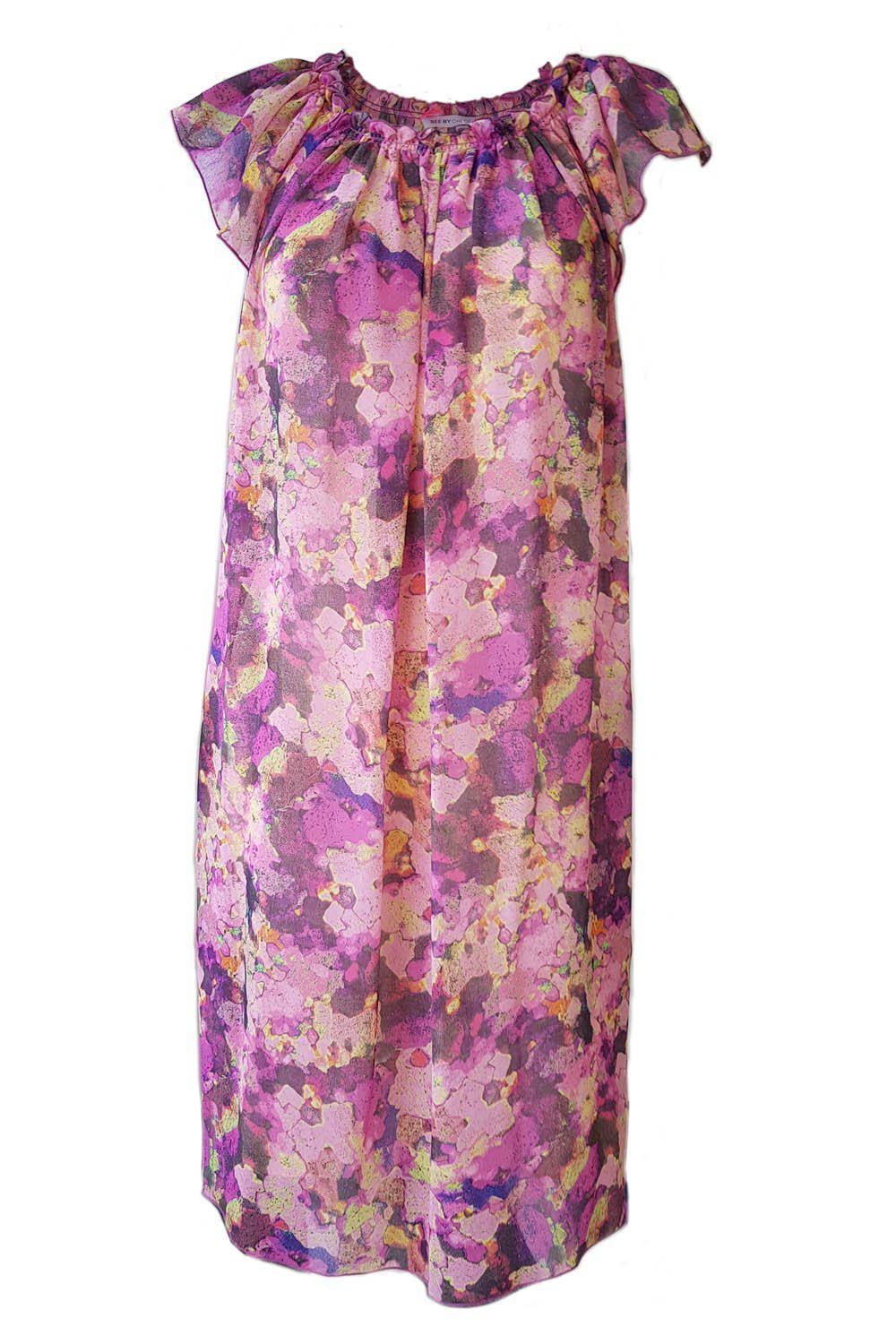 SEE BY CHLOÉ Silk Mix Chiffon Dress UK 12-See By Chloe-The Freperie