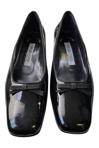 SERGIO ROSSI Black Patent Leather Kitten Heel Pumps (39.5)-Sergio Rossi-The Freperie