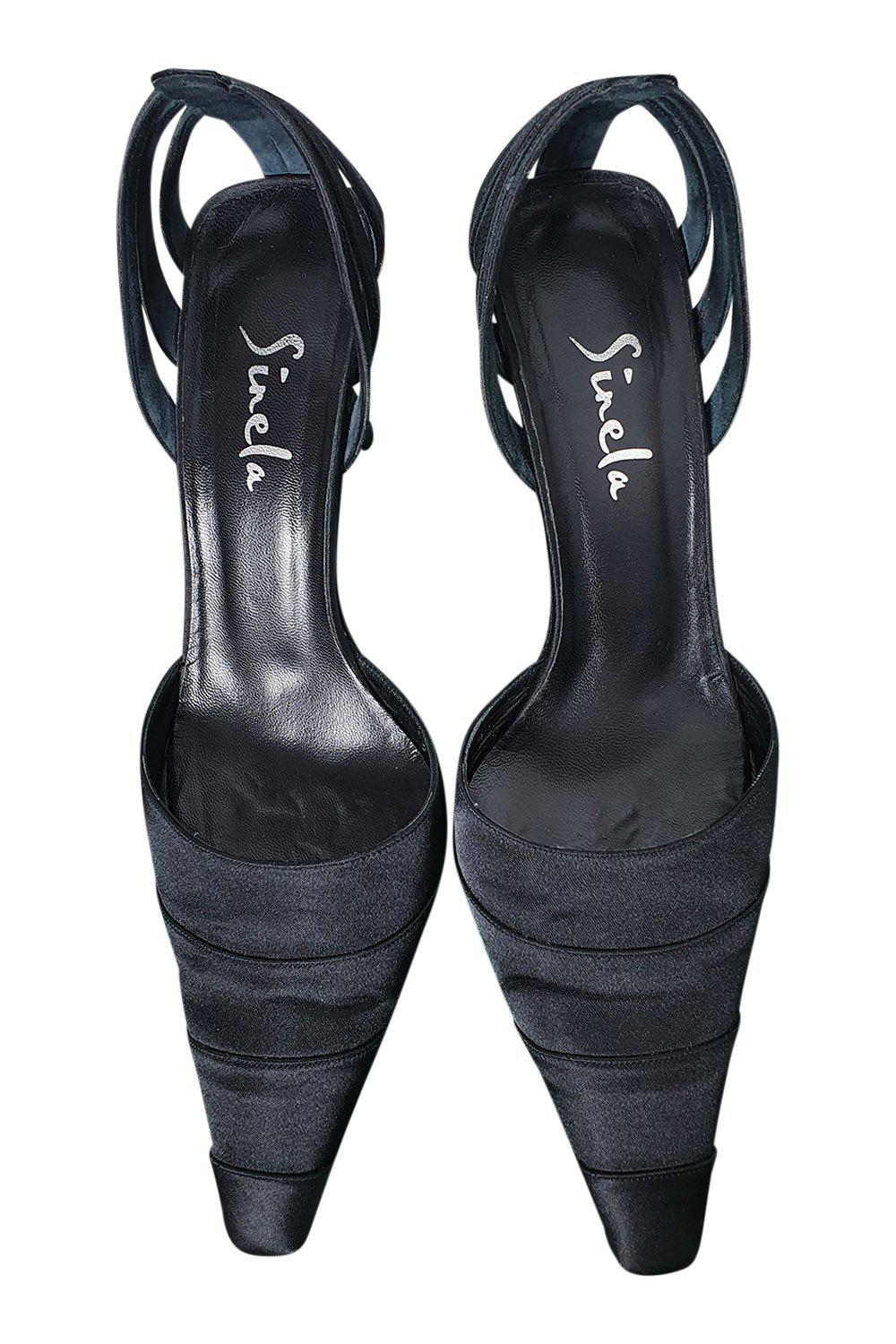 SINELA Black Cut Away Mid Heel Pointy Toe Shoes (EU 40)-Sinela-The Freperie
