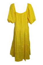 Load image into Gallery viewer, SOLID &amp; STRIPED Sunshine Yellow Tonal Plaid Peasant Dress (XS)-The Freperie
