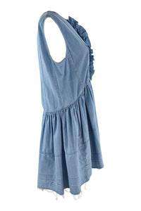 SONIA RYKIEL Blue Chambray Baby Doll Mini Dress (38)-Sonia Rykiel-The Freperie