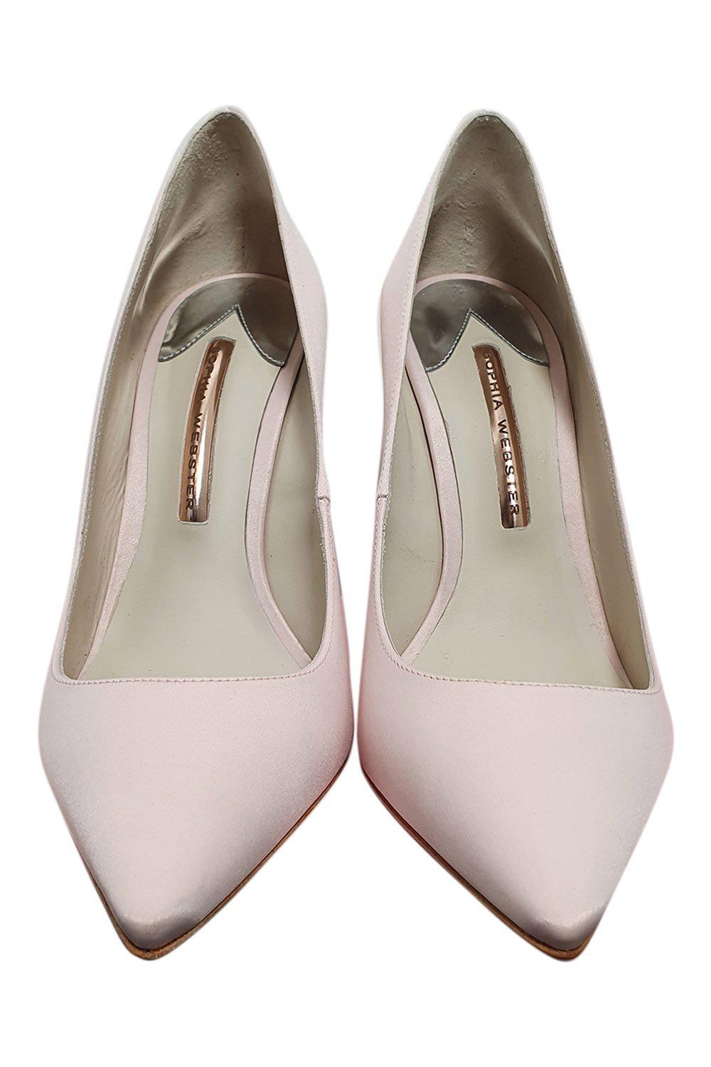 SOPHIA WEBSTER Ice Pink Satin Crystal Embellished Coco Pump (40)-The Freperie