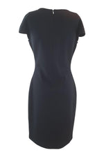 Load image into Gallery viewer, ST JOHN Black Wool Blend Short Sleeve Shift Dress (US 4)-St John-The Freperie
