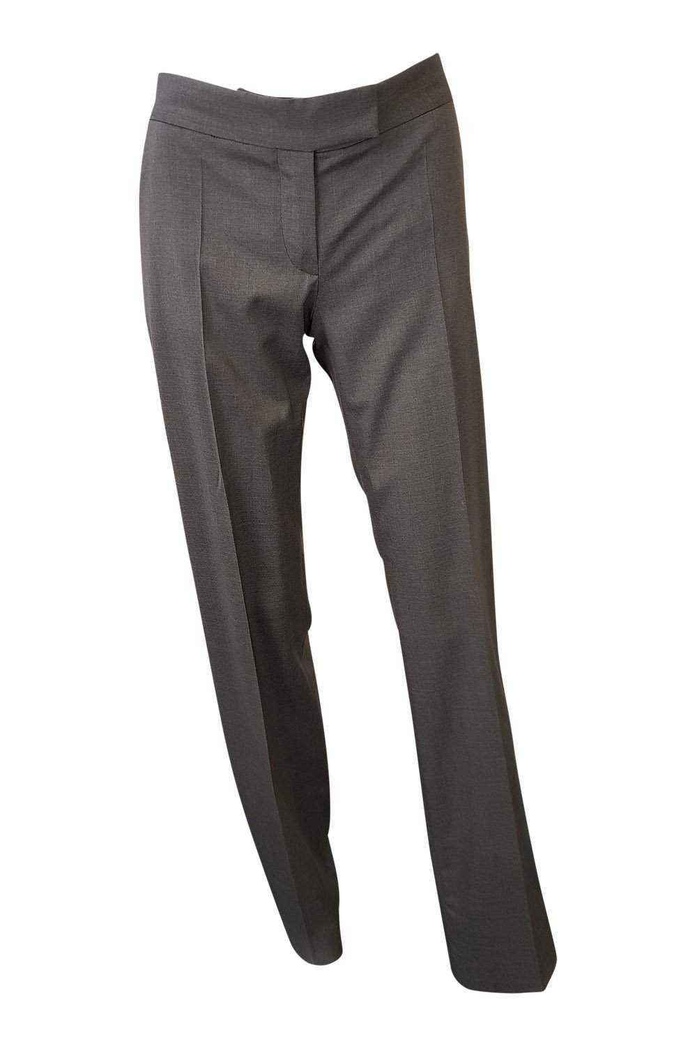 STELLA McCARTNEY Grey Wool Straight Leg Trousers (36)-Stella McCartney-The Freperie