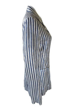 Load image into Gallery viewer, STEPHAN JANSON Blue Silver Stripe Glitter Blazer (44)-Stephan Janson-The Freperie
