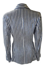 Load image into Gallery viewer, STEPHAN JANSON Blue Silver Stripe Glitter Blazer (44)-Stephan Janson-The Freperie
