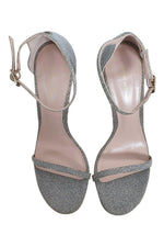 Load image into Gallery viewer, STUART WEITZMAN Nudistsong Magnesium Nocturn Textured Lamé Sandals (40.5)-The Freperie
