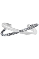 Load image into Gallery viewer, SWAROVSKI Crystal Dust Stainless Steel Plated Cross Cuff (M)-Swarovski-The Freperie

