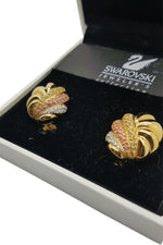 Load image into Gallery viewer, SWAROVSKI Jewelry Gold Plated Crystal Encrusted Clam Earrings-Swarovski-The Freperie

