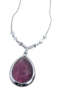 SWAROVSKI Purple Crystal Pendant White Rhodium Plated Necklace (8")-The Freperie