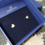 Load image into Gallery viewer, SWAROVSKI Yellow Gold Plated White Crystal Studded Heart Shaped Earrings (S)-The Freperie
