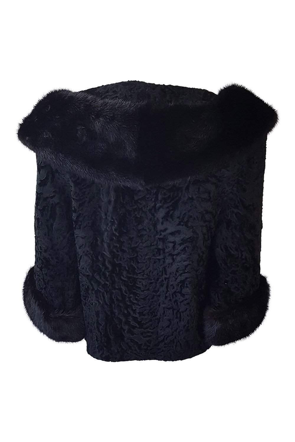 SYLVIA W Ladies Numbered Vintage Black Fur Trimmed Bolero Jacket (S)-Sylvia W-The Freperie