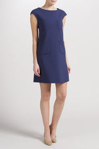 TARA JARMON MARINE MULTI-POCKET SHIFT DRESS FR 40 UK 12-Tara Jarmon-The Freperie