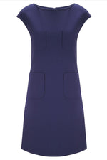 Load image into Gallery viewer, TARA JARMON MARINE MULTI-POCKET SHIFT DRESS FR 40 UK 12-Tara Jarmon-The Freperie
