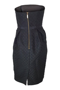 TED BAKER Black Reba Textured Strapless Bow Dress (Size 1)-Ted Baker-The Freperie
