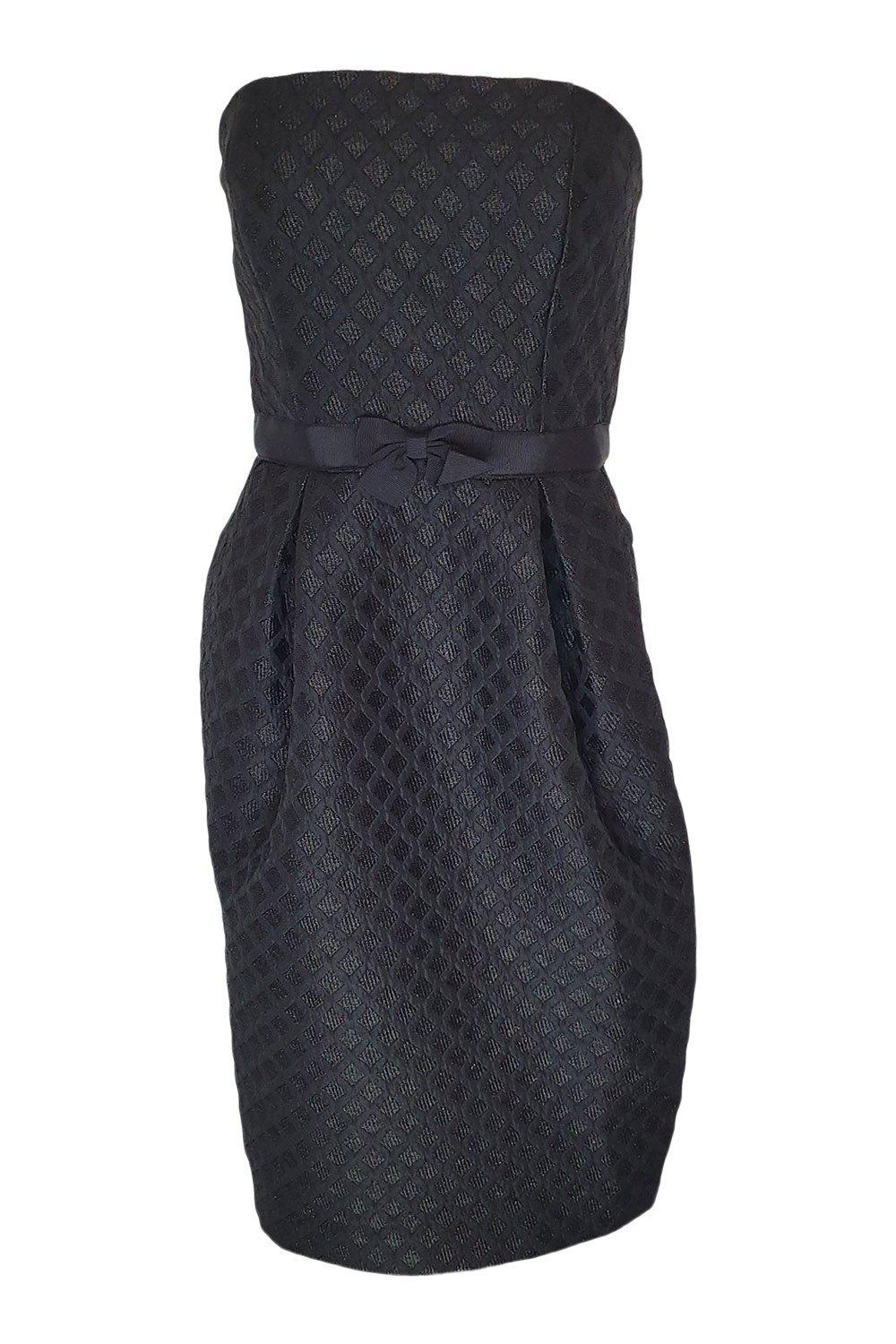 TED BAKER Black Reba Textured Strapless Bow Dress (Size 1)-Ted Baker-The Freperie