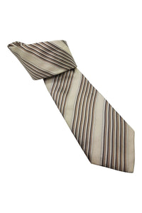 TED BAKER Endurance Ivory Striped Silk Tie (61")-Ted Baker-The Freperie