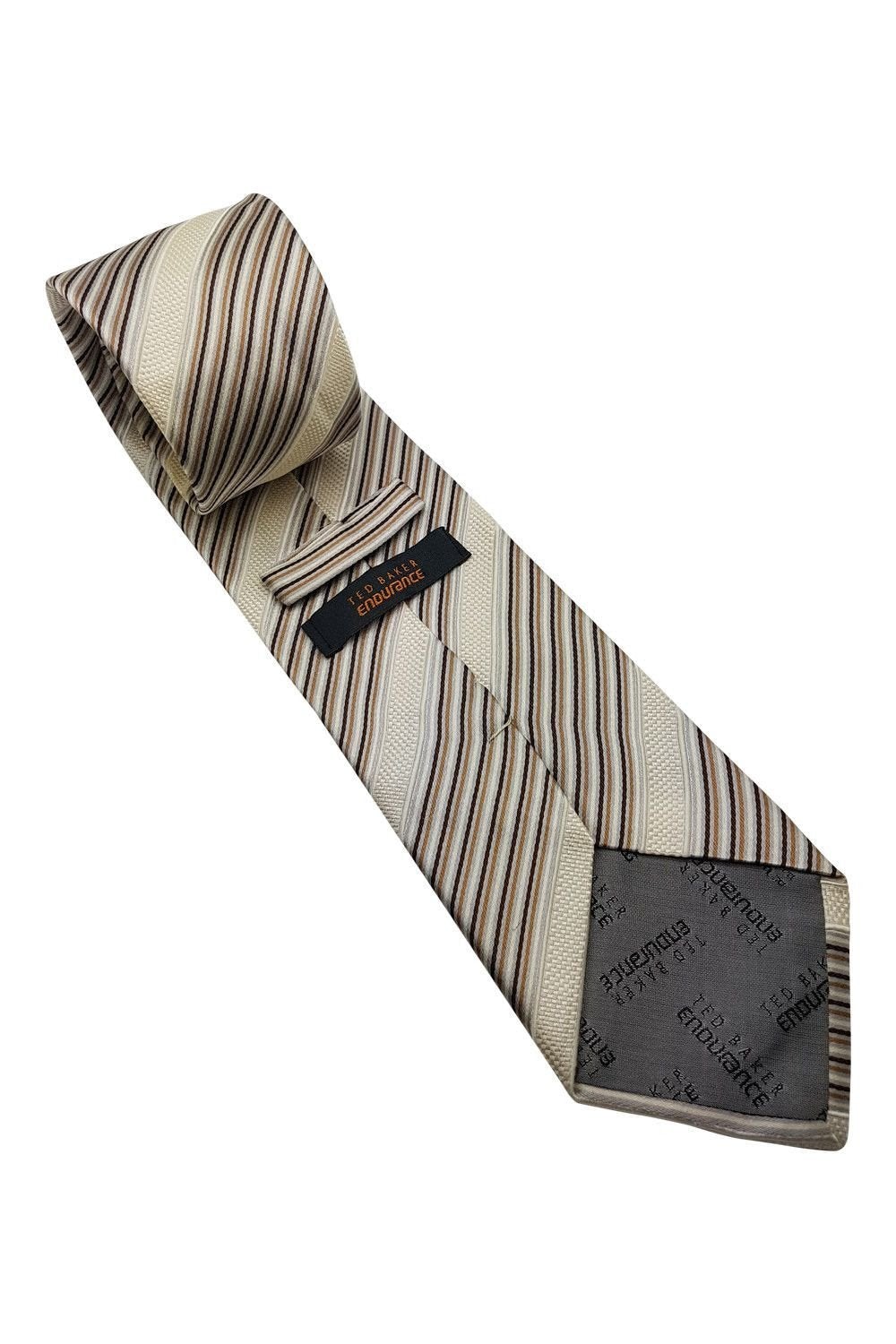 TED BAKER Endurance Ivory Striped Silk Tie (61")-Ted Baker-The Freperie