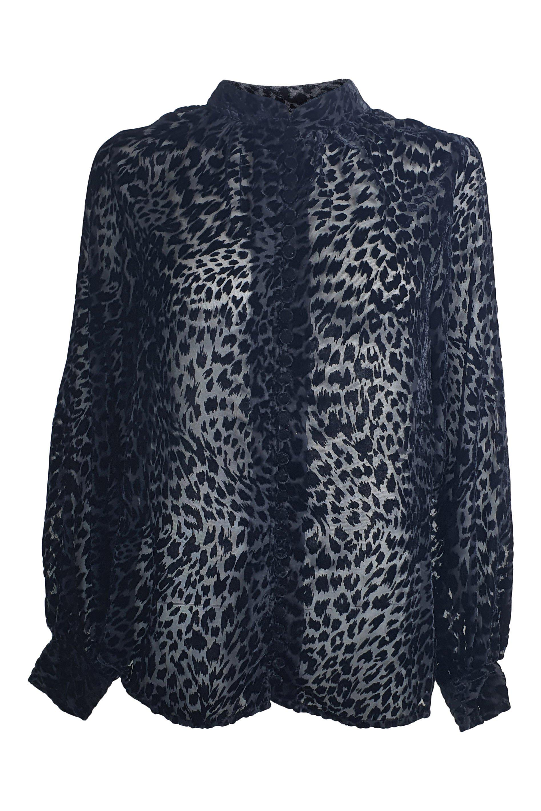 THE KOOPLES Artichoke Velvet Black Animal Print Sheer Shirt (0 | UK 08 | EU 34)-The Freperie