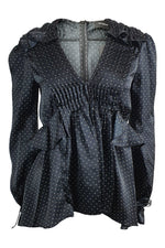 Load image into Gallery viewer, THE KOOPLES Black Long Sleeved Polka Dot Satin Blouse (2 | UK 12 | EU 38)-The Freperie
