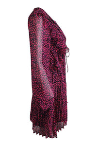 THE KOOPLES Black Pink Floral Repeat Sheer Mini Dress (1 | EU 36 | UK 10 | IT 42)-The Freperie