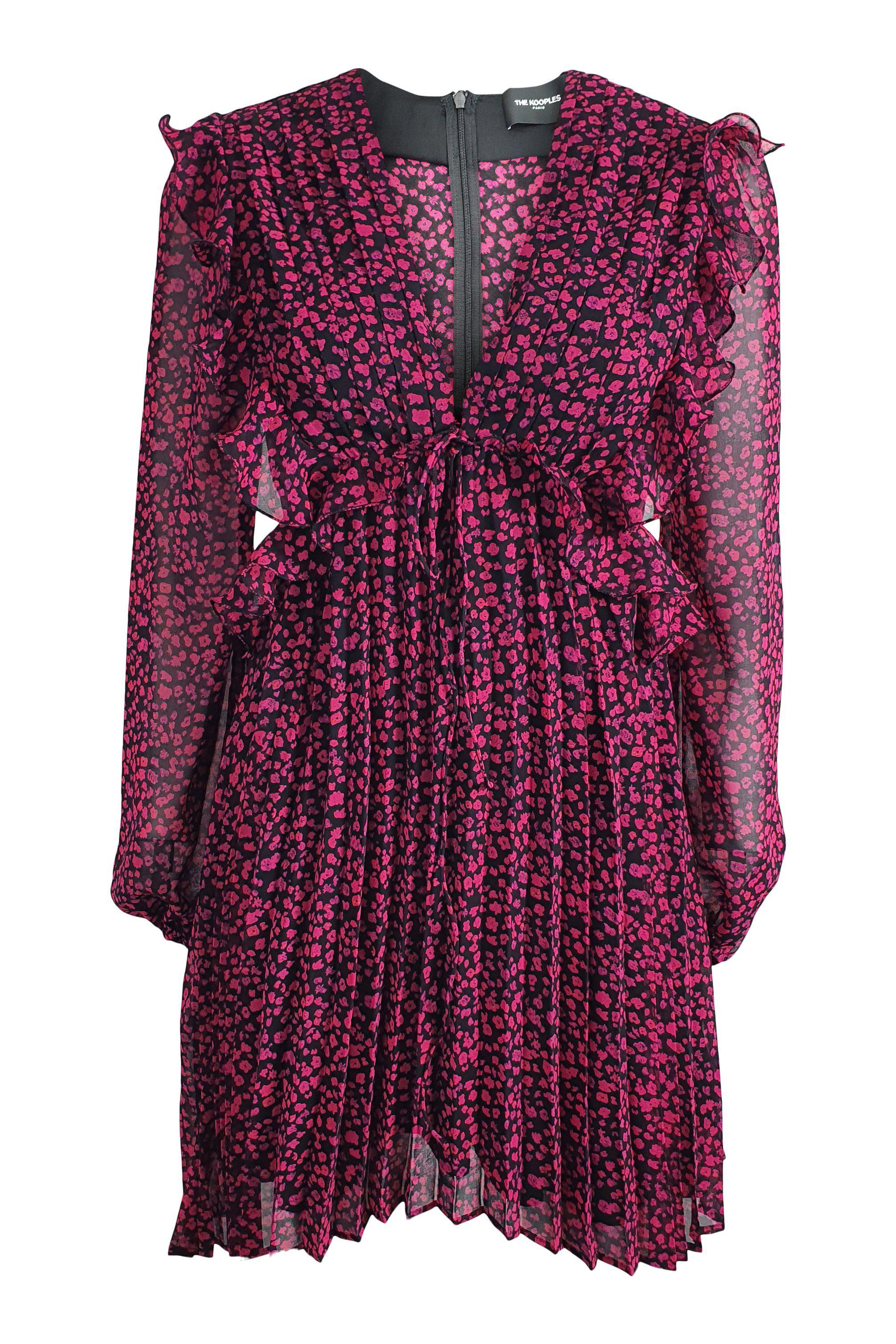 THE KOOPLES Black Pink Floral Repeat Sheer Mini Dress (1 | EU 36 | UK The Freperie THE KOOPLES Black Pink Floral Repeat Sheer Mini Dress (1 | EU 36 | UK The Freperie