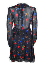 Load image into Gallery viewer, THE KOOPLES Black Silk Floral Print Long Sleeve Mini Dress (1 | UK 10 | EU 36)-The Freperie
