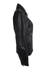 Load image into Gallery viewer, THE KOOPLES Black Washed Lambs Leather Zip Front Biker Jacket (XS)-The Kooples-The Freperie

