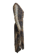 Load image into Gallery viewer, THE KOOPLES Leopard Print Scarf Hem Pleated Midi Dress (1 | EU 36 | UK 10 | IT 42)-The Freperie
