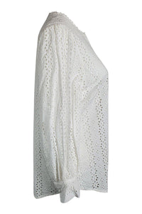 THE KOOPLES White Perforate Flowers Vintage Style Women's Blouse (3 | UK 14 | EU 40)-The Freperie