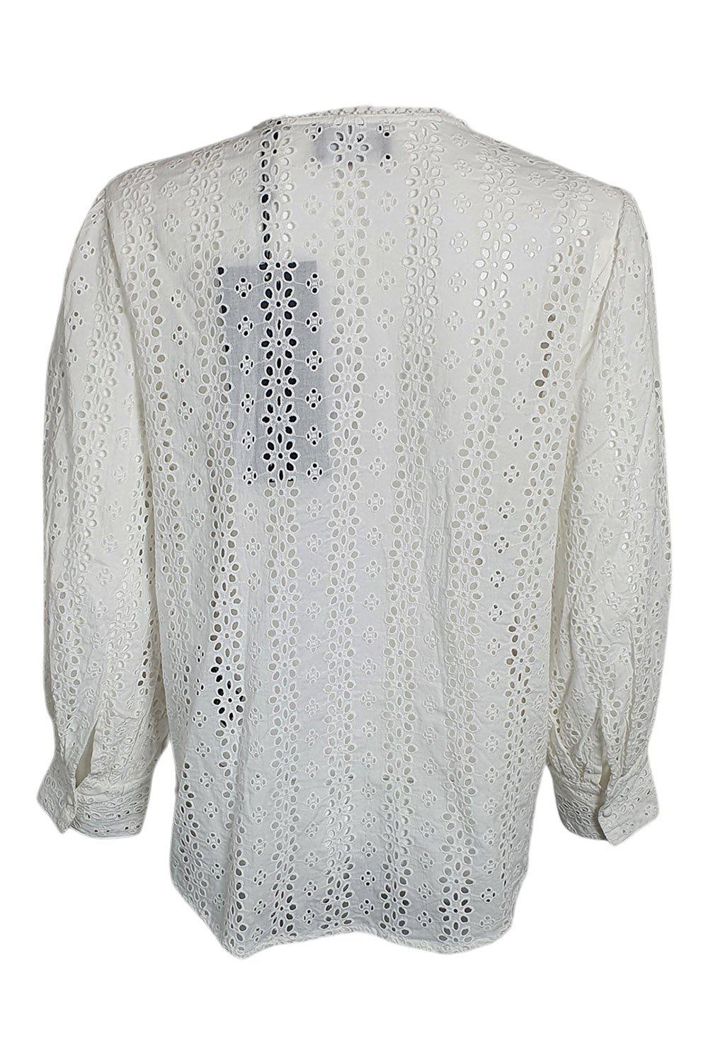 THE KOOPLES White Perforate Flowers Vintage Style Women's Blouse (3 | UK 14 | EU 40)-The Freperie