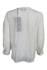 Load image into Gallery viewer, THE KOOPLES White Perforate Flowers Vintage Style Women&#39;s Blouse (3 | UK 14 | EU 40)-The Freperie
