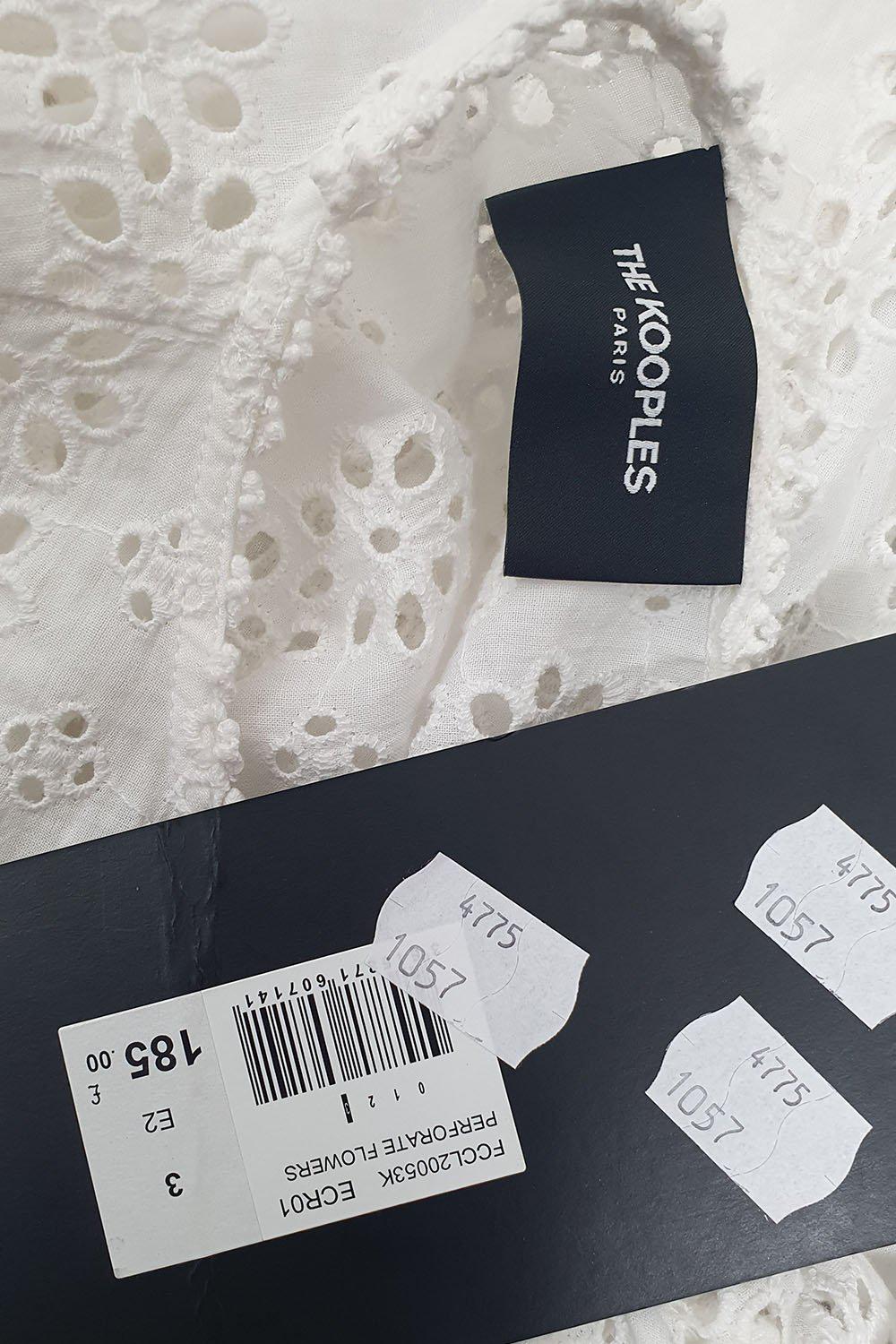 THE KOOPLES White Perforate Flowers Vintage Style Women's Blouse (3 | UK 14 | EU 40)-The Freperie