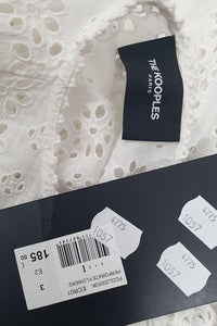THE KOOPLES White Perforate Flowers Vintage Style Women's Blouse (3 | UK 14 | EU 40)-The Freperie