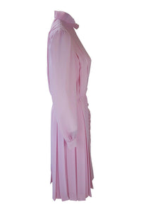 THE WHITE HOUSE Vintage Pink Pleated Long Sleeve Dress (44)-The White House-The Freperie