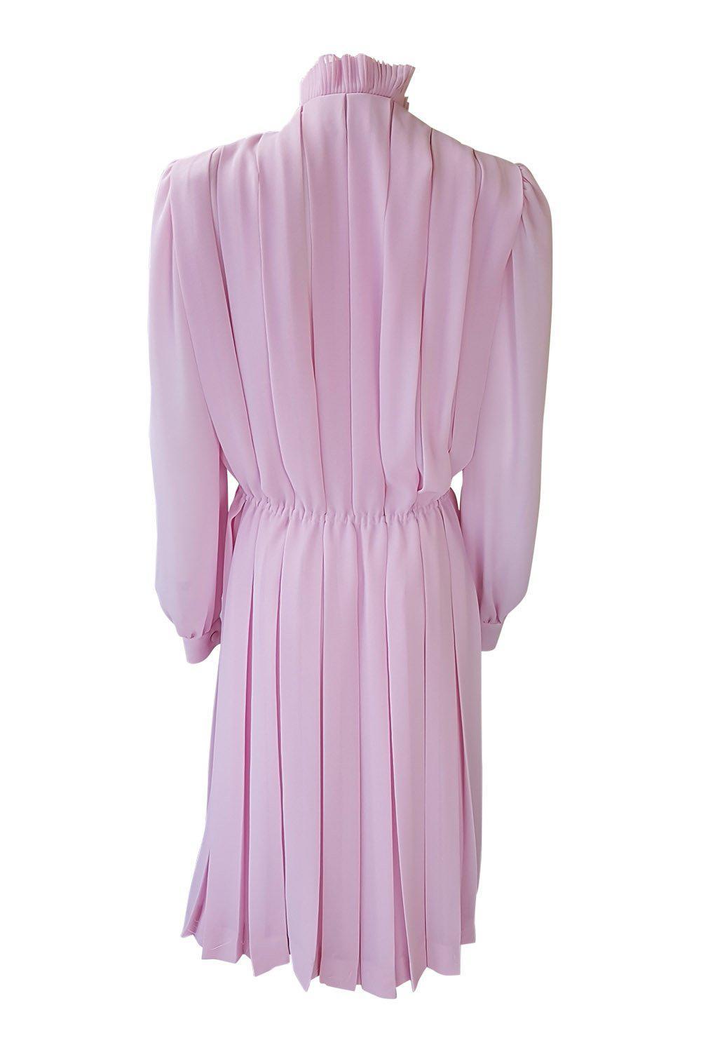 THE WHITE HOUSE Vintage Pink Pleated Long Sleeve Dress (44)-The White House-The Freperie