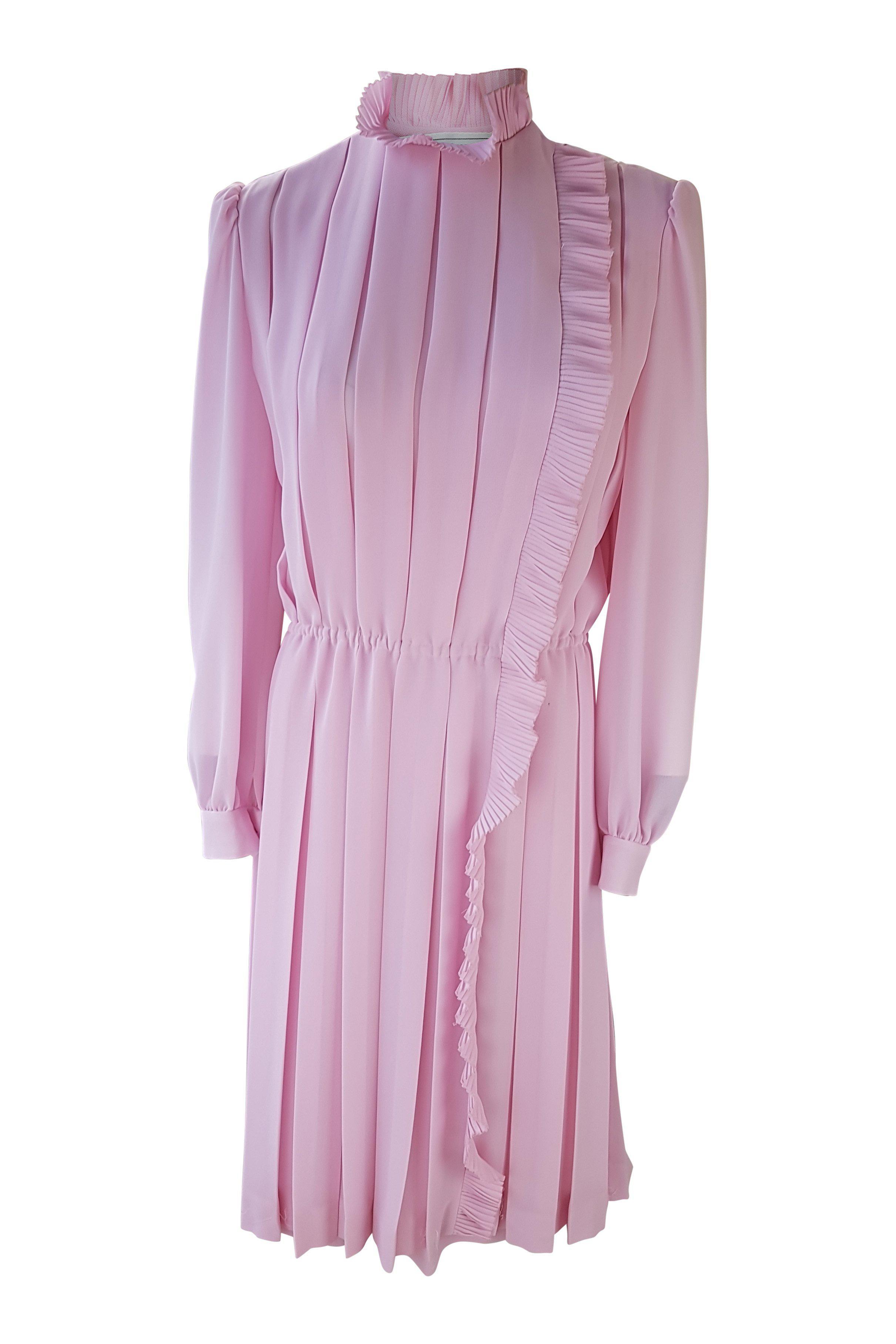 THE WHITE HOUSE Vintage Pink Pleated Long Sleeve Dress (44)-The White House-The Freperie