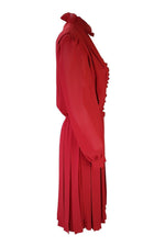 Load image into Gallery viewer, THE WHITE HOUSE Vintage Red Pleated Long Sleeve Dress (44)-The White House-The Freperie
