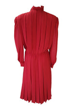 Load image into Gallery viewer, THE WHITE HOUSE Vintage Red Pleated Long Sleeve Dress (44)-The White House-The Freperie
