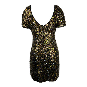 TIBI Gold Sequin Mini Dress US 8 | UK 12-The Freperie